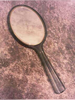 Classic Black Hand Mirror with Gold Accent